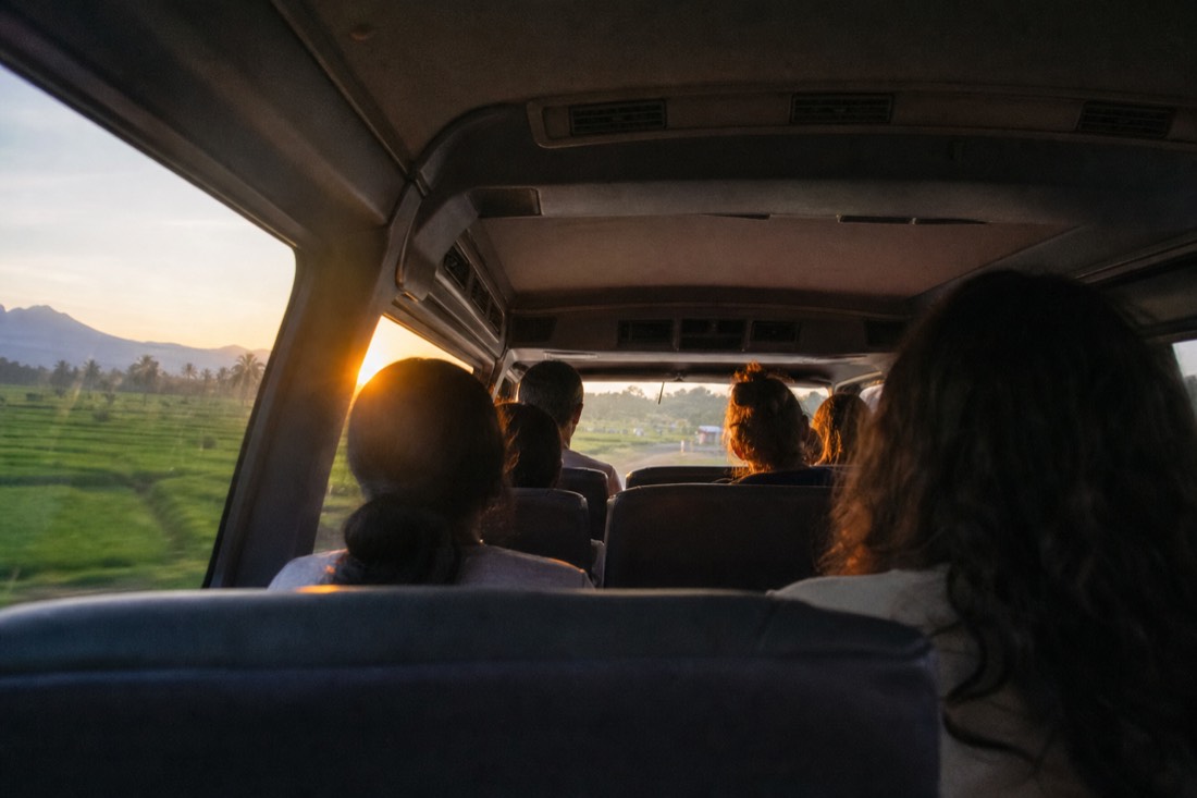 In the minivan from Yogyakarta to Borobudur