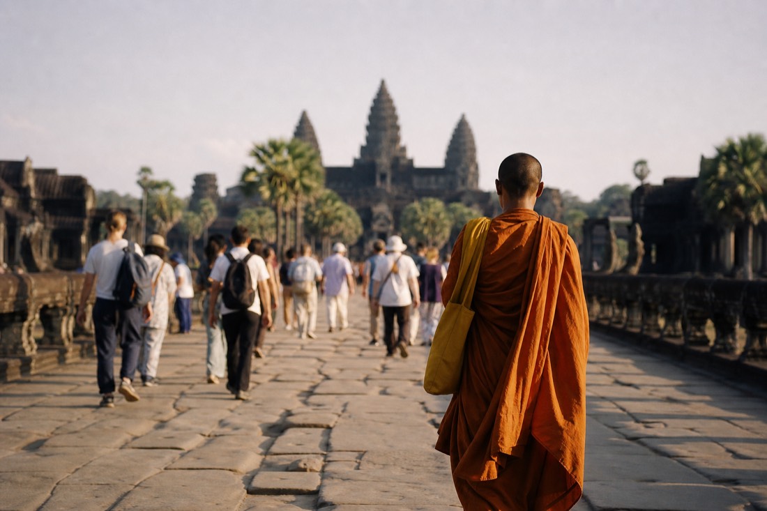 The stone causeway into Angkor Wat