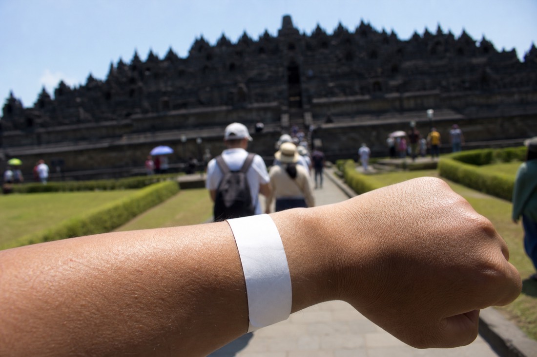 The wristband worn for the Borobudur structure climb