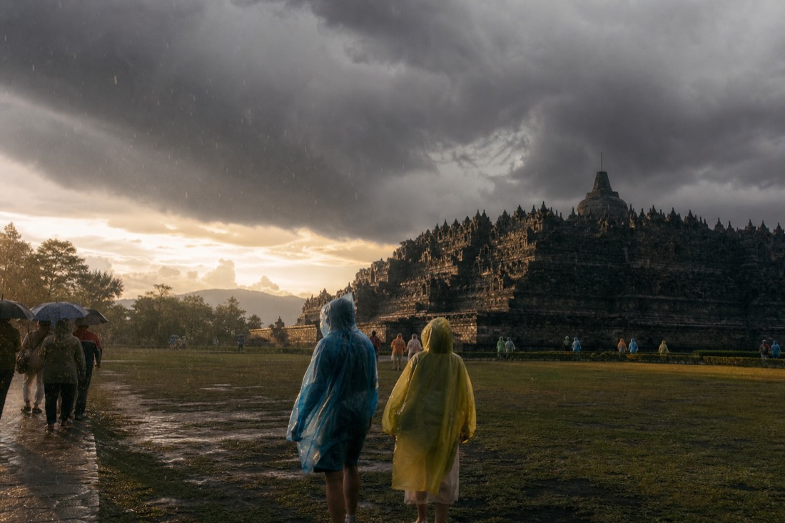 Storm clouds building over Borobudur temple