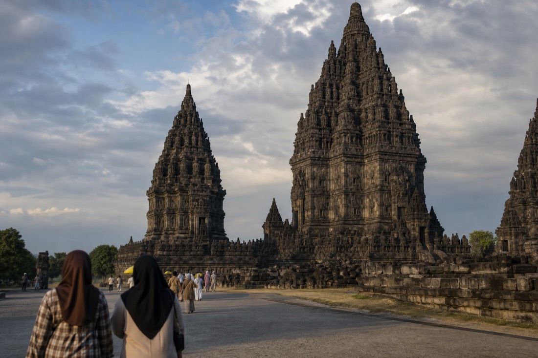 The spires of Prambanan temple complex near Yogyakarta