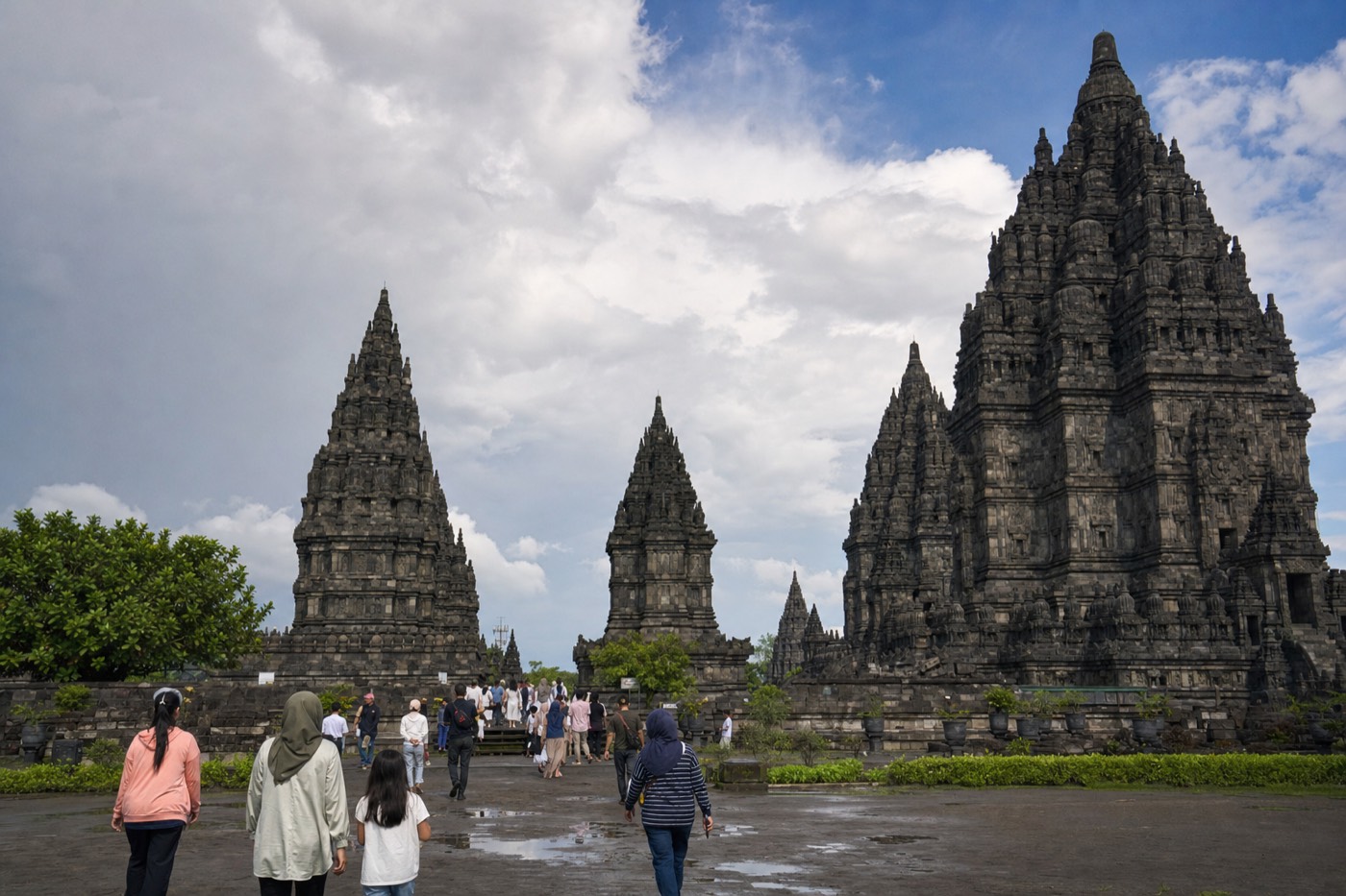 The spires of Prambanan temple complex near Yogyakarta