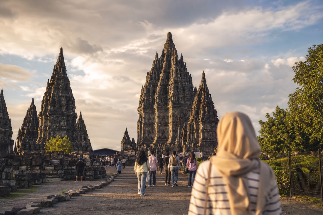 The spires of Prambanan temple complex near Yogyakarta