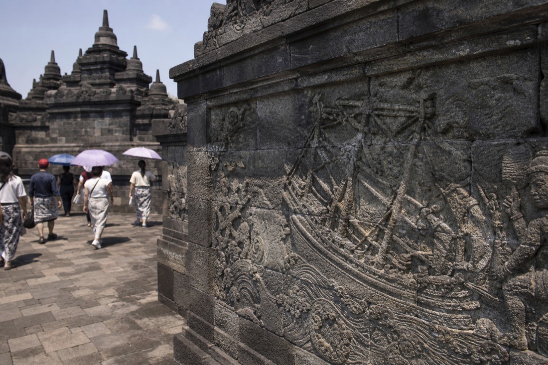 The famous ship relief carved on Borobudur temple